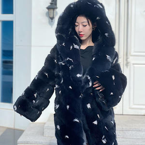 Manteau en fourrure de renard pour femme de luxe, doux et confortable, col en V, manches longues, décontracté, drapé, grande taille, uni, teinture unie - Product Image 4