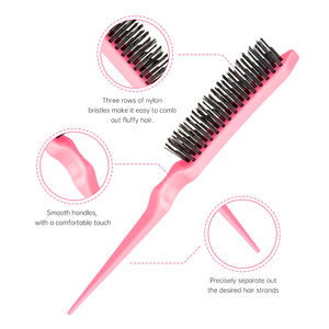 Ensemble de 4 brosses et peignes à cheveux <span class=keywords><strong>Brosse</strong></span> à cheveux en plastique <span class=keywords><strong>Brosse</strong></span> à cheveux à picots <span class=keywords><strong>Brosse</strong></span> à cheveux à queue de rat et <span class=keywords><strong>peigne</strong></span> à dents larges <span class=keywords><strong>pour</strong></span> hommes et femmes - Product Image 3