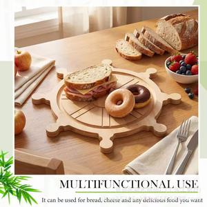 Bandeja Redonda de Madera para Quesos, Bandeja Resistente de Madera Maciza para Filetes y Embutidos, Ideal para Fiestas - Product Image 4