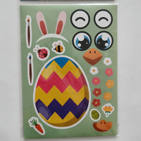Feuilles d'autocollants brillants à motifs d'animaux de dessins animés pour faire des visages, pour les enfants, les fournitures de fête et la décoration de Pâques