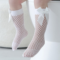 Chaussettes pour bébé en coton ultra-fines respirantes chaussettes tubulaires mi-hautes mignonnes avec un nœud design décontracté été nouveau-nés tout-petits