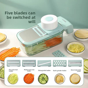 Utensili da Cucina Essenziali: Tritatutto Manuale in Plastica con Protezione per le Mani, Sbucciatore <span class=keywords><strong>Julienne</strong></span>, Grattugia, Raschietto per Ravanelli e Patate in Acciaio Inossidabile - Product Image 5