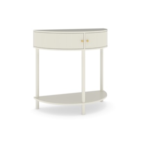 <b>Console</b> Table with Creamy White Finish,Unique Half Moon Design End Table with 2 Storage Drawers - Product Image 5
