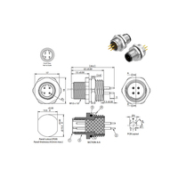 CE RoHS haute qualité usine en gros plaqué or connecteur 4 broches M12 d-code blindé prise montage sur panneau tasse IP67 pour PCB