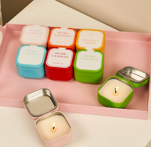 Bougie parfumée en cire de soja en boîte de conserve multicolore, bougies romantiques faites à la main avec ajout d'huile essentielle, tendance best-seller - Product Image 2