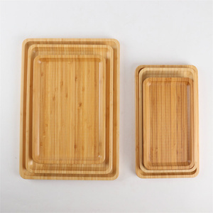 Bambus-Holz-Tablett als Untersetzer für Pflanzen, zum Servieren von Obst, Aufbewahrungsplatte, Mini-Blumentopf-Ständer, Heimdekoration, Bambustablett - Product Image 3