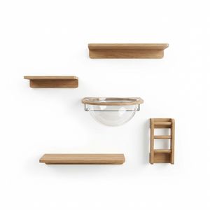 Étagères murales pour chats en bois massif de qualité supérieure, système d'escalade mural modulaire pour chats à faire soi-même avec lit en forme de capsule spatiale - Product Image 5