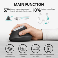 Logitech MX Vertical Wireless Ergonomic Mouse 4000DPI Multi-fungsi Asli Dengan 2.4GHz USB Dapat Diisi Ulang untuk Kantor