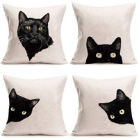 ChamXue housse de coussin taies d'oreiller mignon chat thème imprimer moderne solide carré décoratif housse de coussin chevet salon