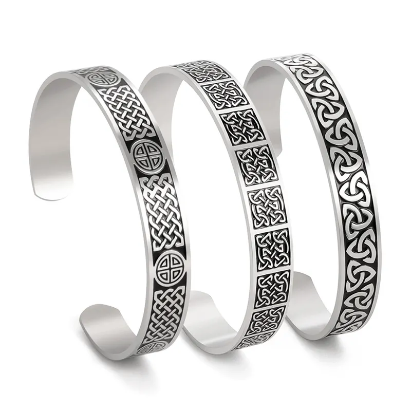 Stainless Steel Irish Knot Celtics Viking Bangles For Women Men Jewelry Gifts Friendship Love Protection Amulet Cuff Bracelet