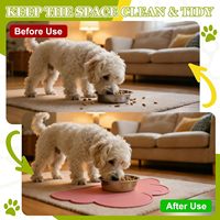 Tapis d'alimentation pour animaux de compagnie en silicone, bleu clair, en forme de nuage, pour chien et chat, antidérapant, avec rebord surélevé, pliable