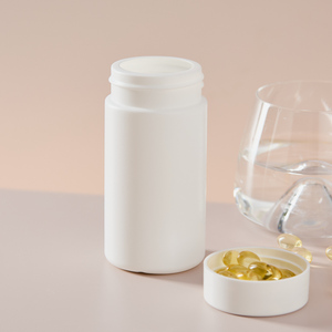Bocaux cylindriques personnalisables en PET de 200 ml à surface mate avec couvercle à vis, emballage blanc pour suppléments nutritionnels (vitamines, huile de <span class=keywords><strong>poisson</strong></span>) - Product Image 1