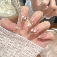 Diseño #61 #65 #69 #97 pintura a mano tulipanes flor arte de uñas hecho a mano 10 Uds brillo ojo de gato uñas artificiales cubierta completa puntas de uñas