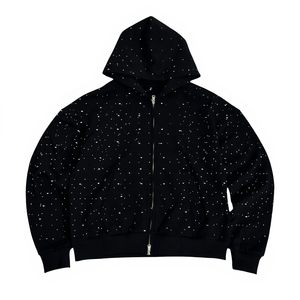 Sweat à capuche zippé personnalisé pour homme, design uni, haute qualité, 100 % coton, coupe régulière coupe-vent, 430g, style urbain, hiver - Product Image 1