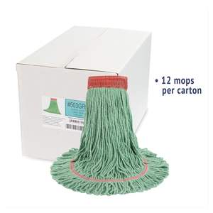 "Boardwalk Super Loop Wet <b>Mop</b> <b>Head</b> 5" Green Large Size Cotton/Synthetic Fiber 12/Carton" - Product Image 3