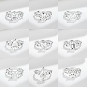 18K 금도금 5 다이아몬드 모이사나이트 약혼 결혼 반지 <span class=keywords><strong>3</strong></span> 캐럿 독립 역 틈새 디자인 여성용 - Product Image 2