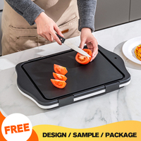 Planche à découper multifonctionnelle pliable 3-en-1 Wanuo, avec passoire et bac à vaisselle en silicone pour la cuisine