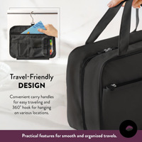 Organisateur de voyage compact pour enfants de couleur noire de qualité supérieure avec poignée de transport et crochet pour jouets, collations et activités