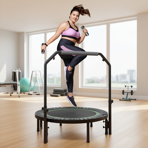 Mini trampoline pliable FitLife 40 pouces avec poignée pour exercices cardio à domicile, utilisation intérieure - Product Image 2