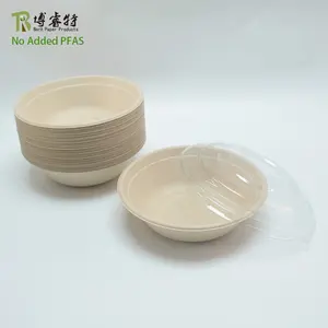 No Added Pfas Disposable Eco-friendly Sugarcane Takeaway Round Bagasse Food Container Pulp Salad Bowls