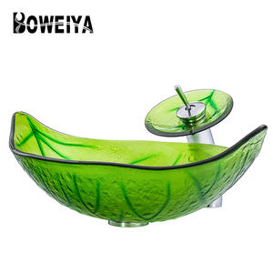Lavabo <span class=keywords><strong>en</strong></span> verre <span class=keywords><strong>de</strong></span> forme feuille d'<span class=keywords><strong>art</strong></span>, couleur verte, design <span class=keywords><strong>de</strong></span> comptoir <span class=keywords><strong>de</strong></span> magasin, salle <span class=keywords><strong>de</strong></span> bain sanitaire d'hôtel, design <span class=keywords><strong>de</strong></span> <span class=keywords><strong>table</strong></span>, lavabo <span class=keywords><strong>de</strong></span> salle <span class=keywords><strong>de</strong></span> bain - Product Image 3