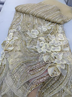 Tissu en dentelle de tulle à sequins floraux NI.AI pour robe de mariée, robe de soirée pour femmes