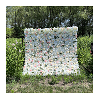 Günstigste Heiß Verkaufende Künstliche Wanddekoration aus Weißen, Rosa und Champagnerfarbenen Rosen-Seidenhortensien für Hochzeiten und Bühnenereignisse