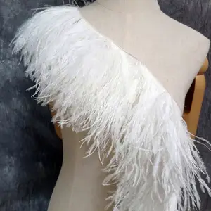 Customized colors Feathers trim ostrich 10-13cm 3ply Sew Ostrich Feather fringe trimming lace fabric for cloth dresses pajamas