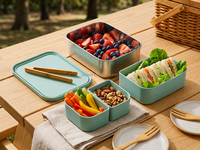 Maßgefertigte Auslaufsichere Edelstahl Bento-Lunchbox Lebensmittelbehälter mit Abnehmbaren Silikon-Trennwänden Bento-Box