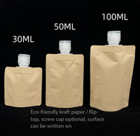 Sachet Doypack en papier kraft avec bec verseur, étanche et portable, pour shampoing, nettoyant visage et cosmétiques de voyage, vente en gros