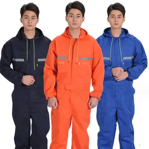 stain and wrinkle resistant coveralls one piece working wear uniform with reflective tape