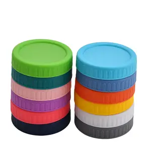 Hot Sale Colored 70mm 86mm Regular Wide Mouth Plastic Lid for Mason Jars with Silicone Ring
