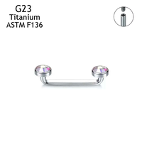 Piercing G23 en Titane à Filetage Interne avec Surface en Cristal, Barbell, Ancrage Dermal, 14G, Micro-Piercings, Bijoux Corporels