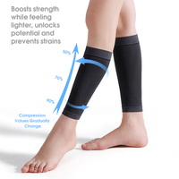 Manchons de compression antidérapants noirs de haute qualité avec logo personnalisé, 15-20 mmHg, pour mollets, chaussettes de compression d'extérieur pour usage quotidien anti-varices