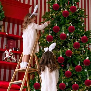 Flocked Hanging <strong>Xmas</strong> Decorations Velvet <strong>Large</strong> Luxury <strong>Baubles</strong> Supplies Christmas Ball Tree Ornaments for Wedding Party Home Decor - Product Image 6