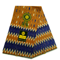 Promo Panas 2026 Kain Cetak Afrika Golden Kente 2+4 Yard Ankara Katun Batik Organza untuk Pakaian Cetak Batik Emas