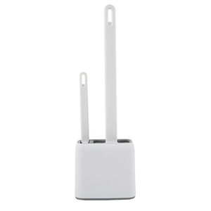 Ensemble de brosses de toilette avec support, double tête de brosse, design rectangulaire moderne, facile à nettoyer pour le siège des toilettes - Product Image 5