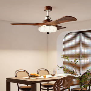 Retro Ceiling Fan Light With Led Fixed Blade Silent Smart For Living Room Dining Room - Product Image 1