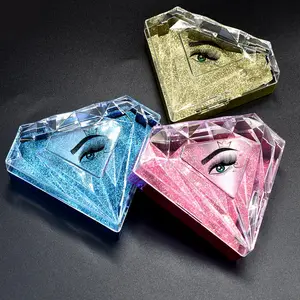 Unique Crystal Diamond Box New Style Acrylic Clear Lash Box with Colorful Background