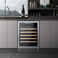 SICAO Home Bar Mini Acier Inoxydable Verre Boisson Vin Rouge Refroidisseur Armoire Réfrigérateur Réfrigérateur Bleu LED 2-22C °