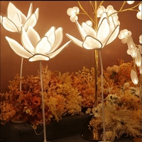 Vente flash : Lumière LED en forme de fleur pour les mariages, décorations de plafond ouvertes et fermées, roses brillantes, fleurs en dentelle, accessoires de mariage