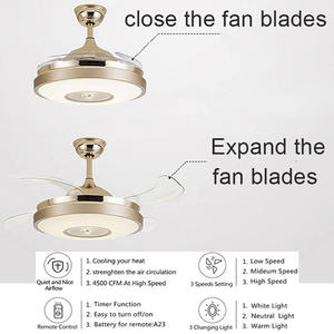 مكبر صوت بلوتوث ، ثريا خفيفة بجهاز تحكم عن بعد ، 3 أضواء ، مروحة ثريا قابلة للسير بمستوى 7 ألوان قابلة للتخديد - Product Image 4