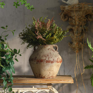 Jarrón Retro de Terracota Redondo, Maceta Decorativa, Estante de Exhibición de Pared, Adorno - Product Image 1