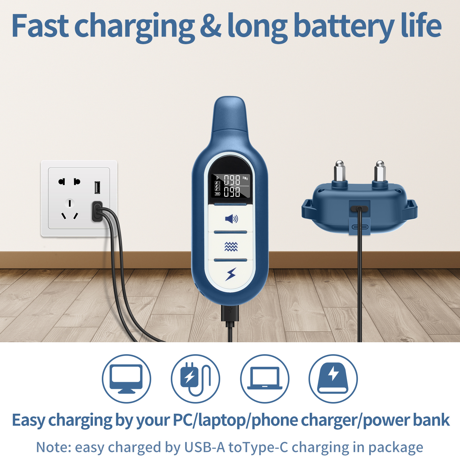 Linsen PD 521 Waterproof Electronic Dog Training Collar with Remote - Beep, Vibration Static Shock