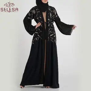 Vestido Islamico האחרון פשוט בגדי ערבית רקמת פעמון שרוול בגדים מוסלמיים אסלאמית העבאיה