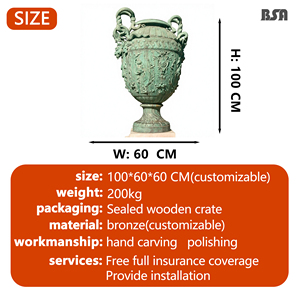 Jarrón <span class=keywords><strong>de</strong></span> Jardín <span class=keywords><strong>de</strong></span> Bronce Fundido, Escultura <span class=keywords><strong>de</strong></span> Metal, Maceta para Decoración <span class=keywords><strong>de</strong></span> Patio - Product Image 3