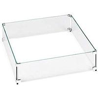 Bouclier de protection en verre pour foyer carré anti-vent