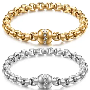 2024 New Creative Popular Stainless Steel Chain Bracelet Hip Hop Magnetic Zircon Unique Elegant Bracelet For Couples Jewelry