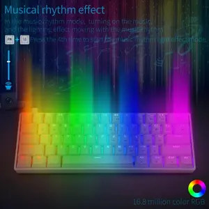 <span class=keywords><strong>SK61</strong></span> Gk61 Portable <span class=keywords><strong>60</strong></span>% clavier mécanique Gateron commutateurs optiques rétro-éclairé clavier de jeu filaire interchangeable à chaud pour PC - Product Image 5