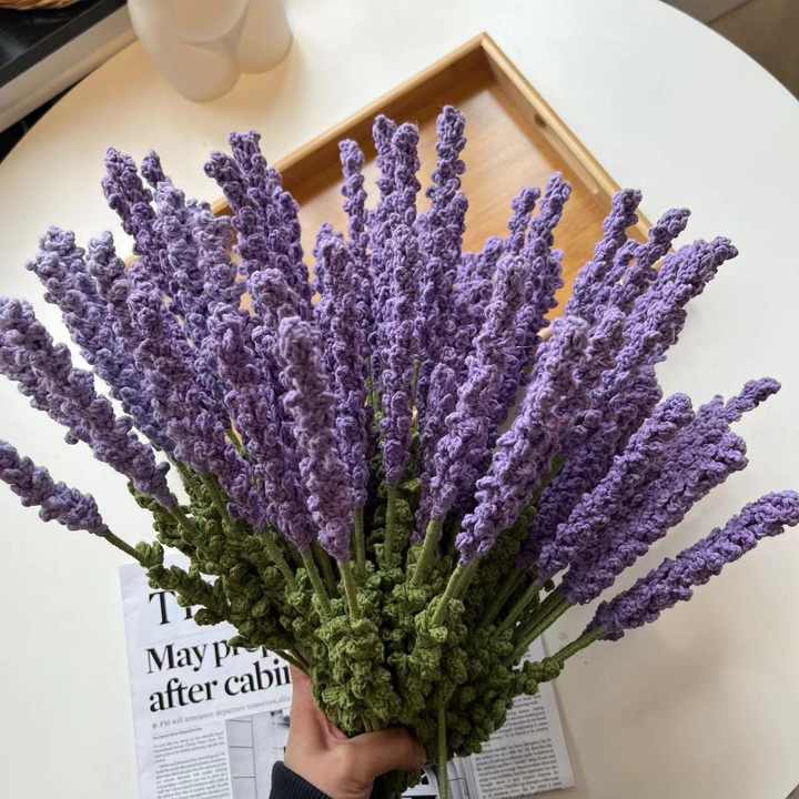Hot Selling Home Decor Crochet Flowers Handmade Artificial Lavender